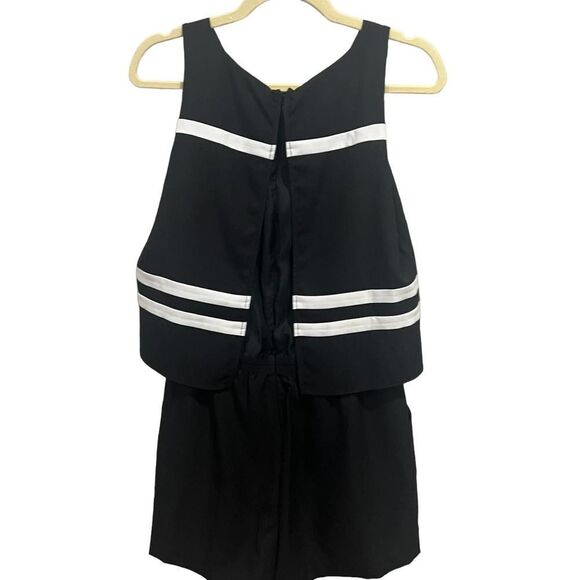 Parker AMOR Black & White Stripe Sleeveless Romper Size Medium m - Picture 6 of 11